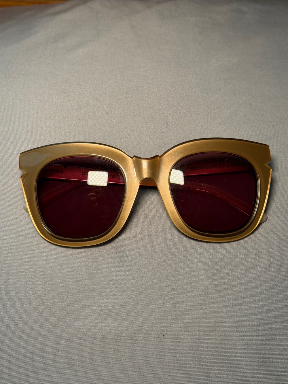Pared Gold Frame Sunglasses with Burgundy Lenses for Women